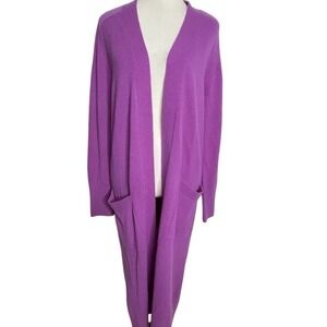 BOSS Hugo Boss Open Long‎ Cardigan Sweater Fuchsia Pink Wool Cashmere Small